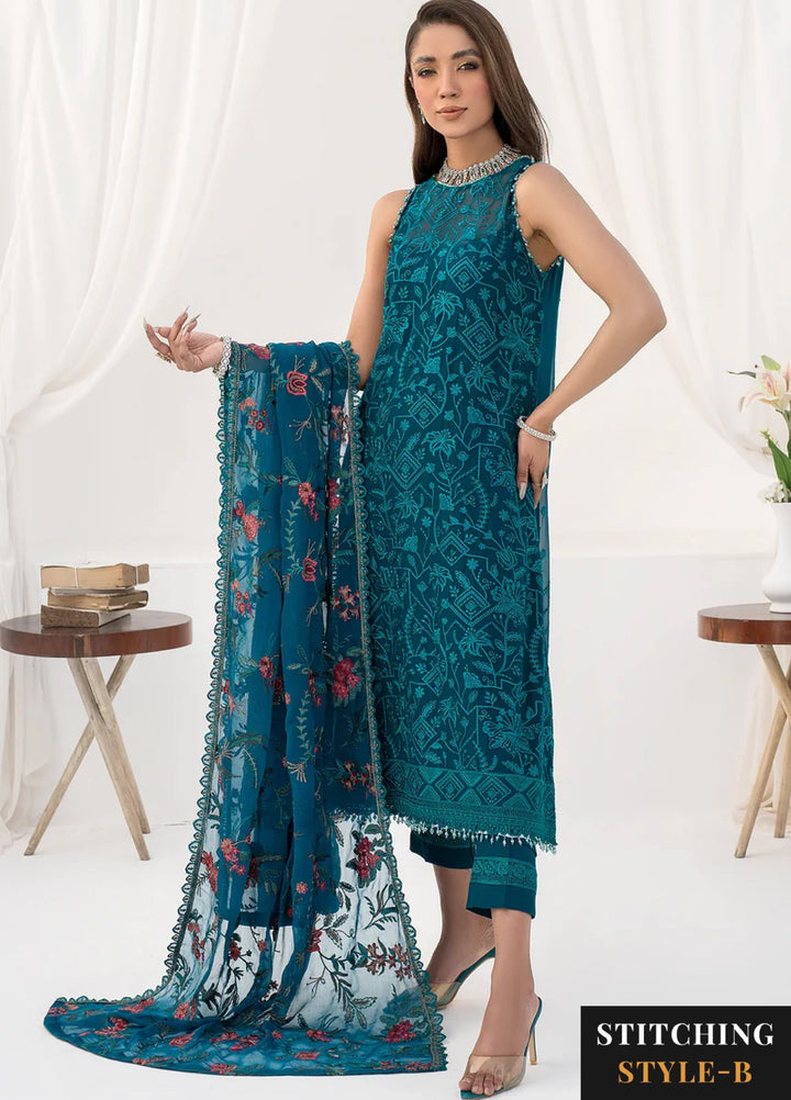 Zarif Women Unstitched Embroidered Chiffon 3 Piece Suit ZR26UFC ZLC 03 GARDENIA - Festive Collection