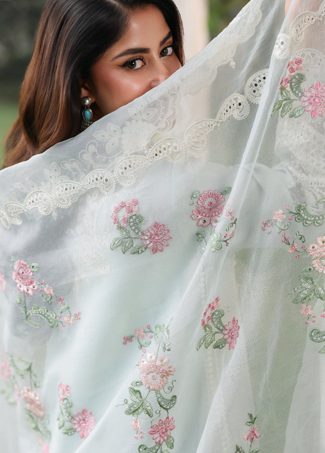 Tales of Petals by Sardinia Unstitched Embroidered Luxury Lawn 3 Pcs Suit SRD26UTP D-1 Ocean Waves - Festive