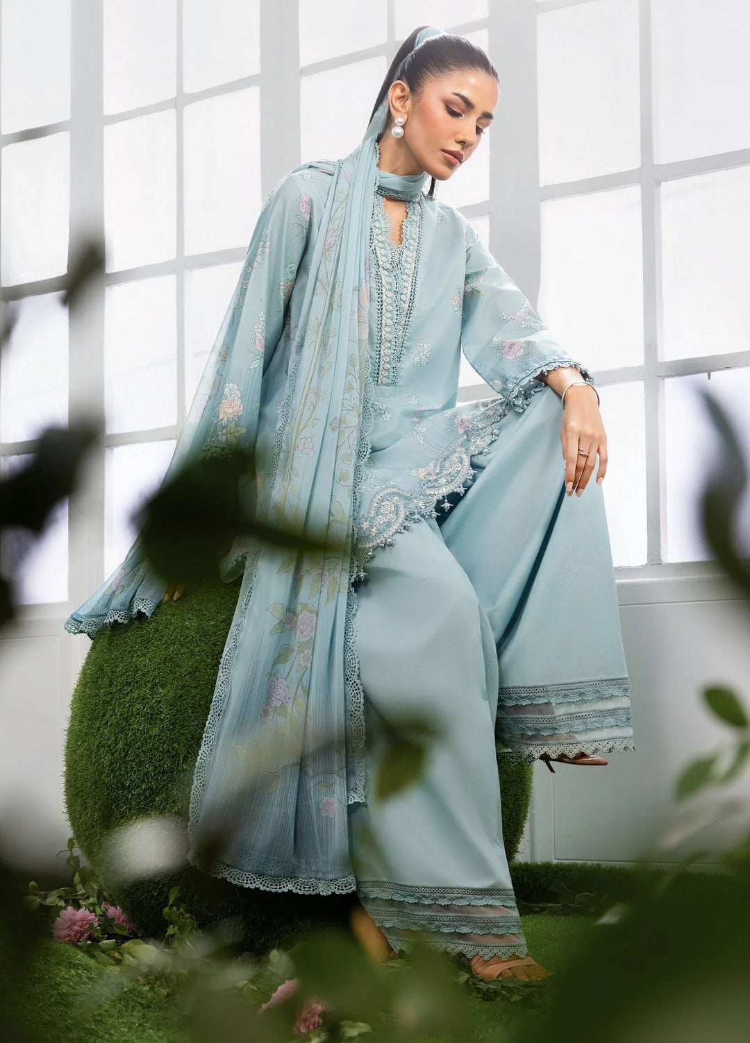 M Basics by Maria B Unstitched Embroidered Lawn 3 Piece Suit MB26SSEL MB-CUSV14-02B - Eid Collection