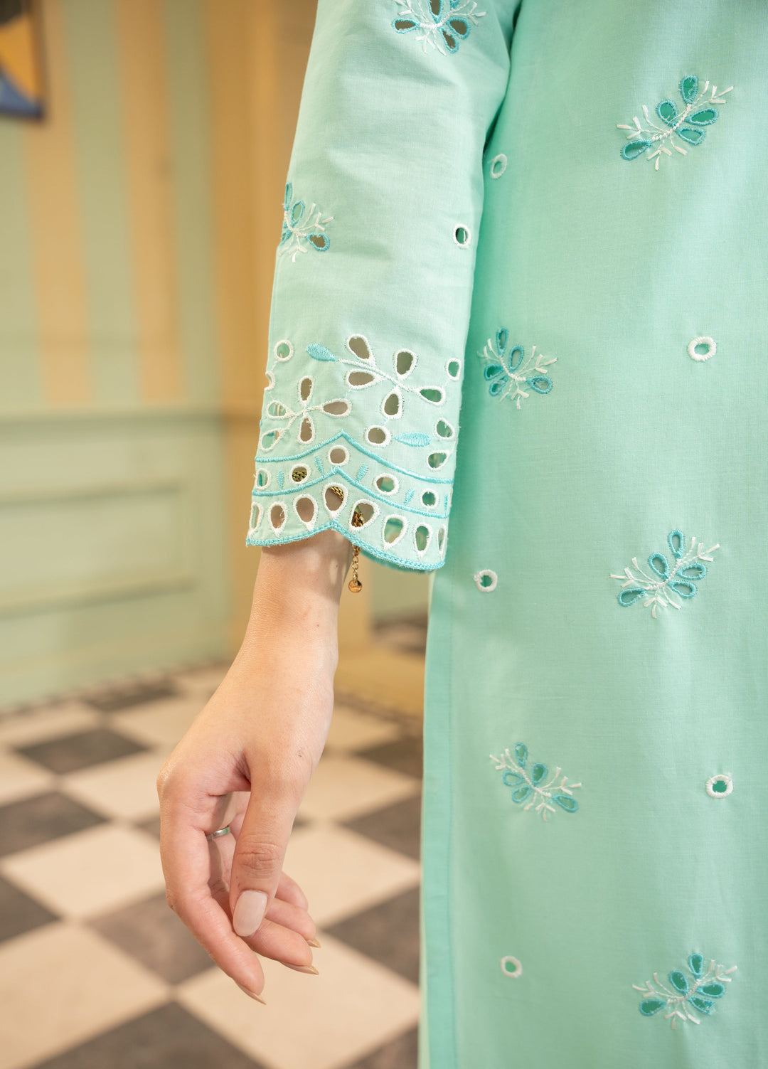 Naaz Couture Women RTW Embroidered Lawn 3 Piece Suit NC26RLC Aqua Marine - Casual Collection