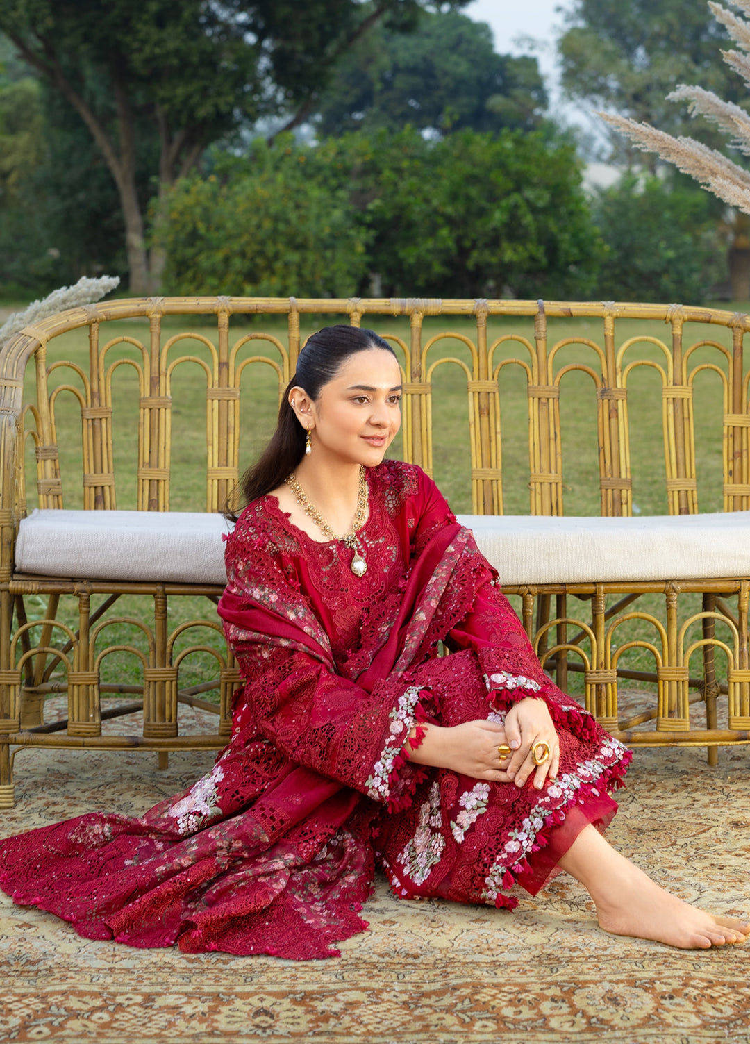 Elaf Premium Unstitched Embroidered Luxury Lawn 3 Piece Suit EL26UPL ELY-10 CHERIE LADY - Summer Collection