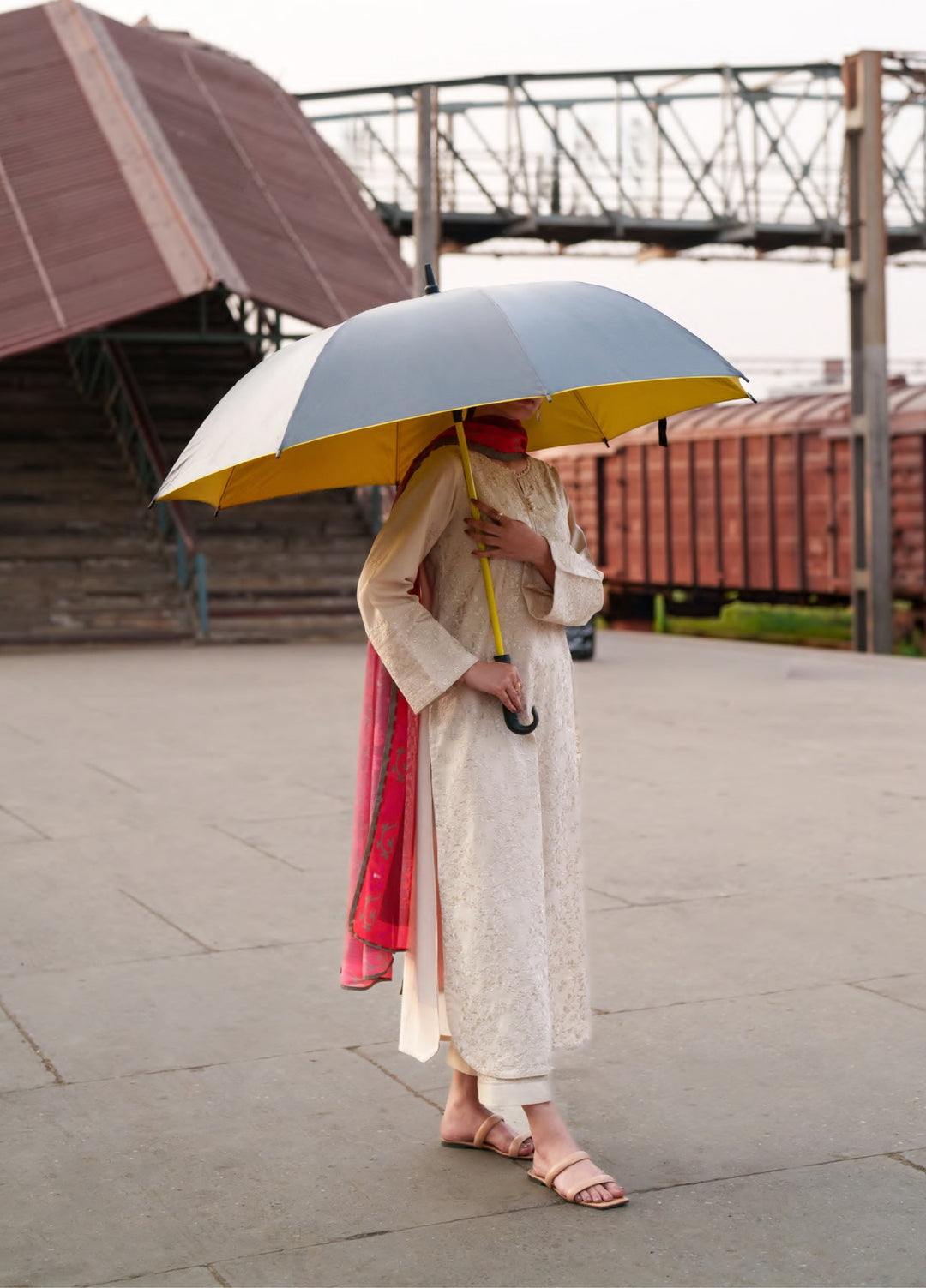 Summer Travels by Casuallite RTW Embroidered Cotton Lawn 3 Piece Suit CL26ULST OUTFIT 07 BLUSH IVORY - Casual Collection