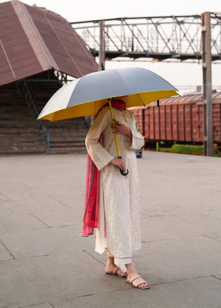 Summer Travels by Casuallite RTW Embroidered Cotton Lawn 3 Piece Suit CL26ULST OUTFIT 07 BLUSH IVORY - Casual Collection