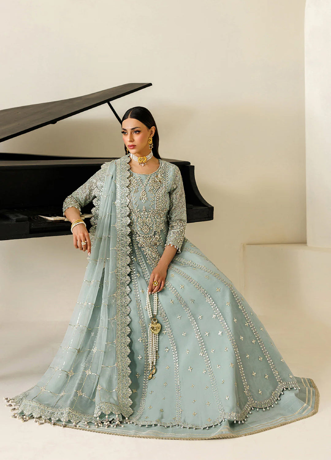 Aymal by Alizeh Fashion Handcrafted Unstitched Embroidered Chiffon 3 Pcs Suit AF26UAC 02-SINOOR - Festive Collection