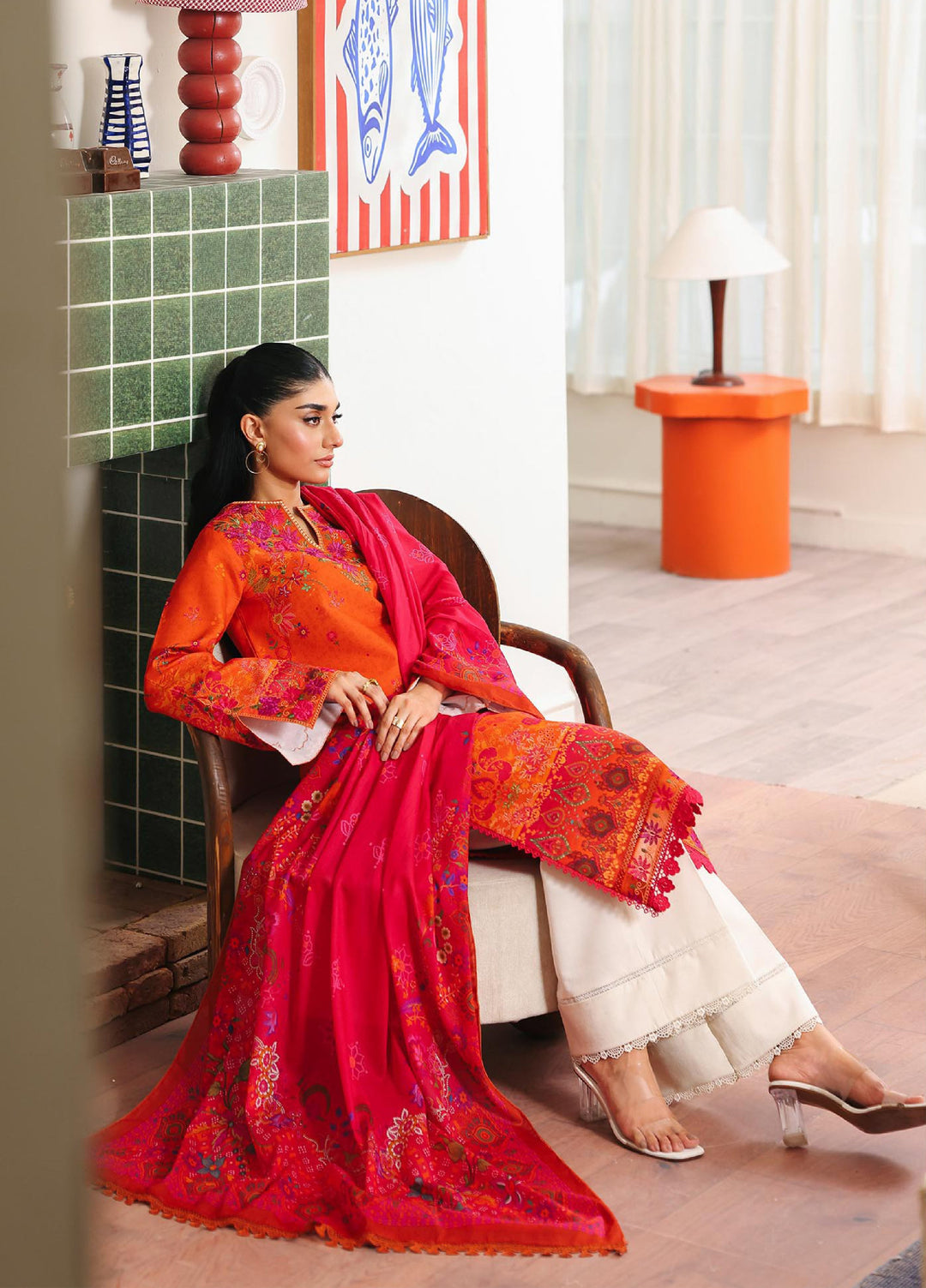 Nissa Floral Symphony by Rajbari Unstitched Lawn Embroidered 3 Piece Suit RB26UNF D-10 - Summer Collection