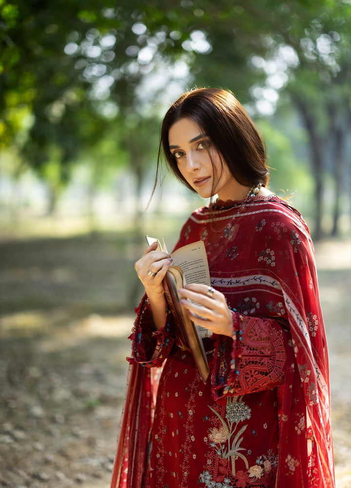 Elaf Premium Chikankari Unstitched Printed Lawn 3 Piece Suit EL26UPC ERC-1B MARJAAN - Summer Collection