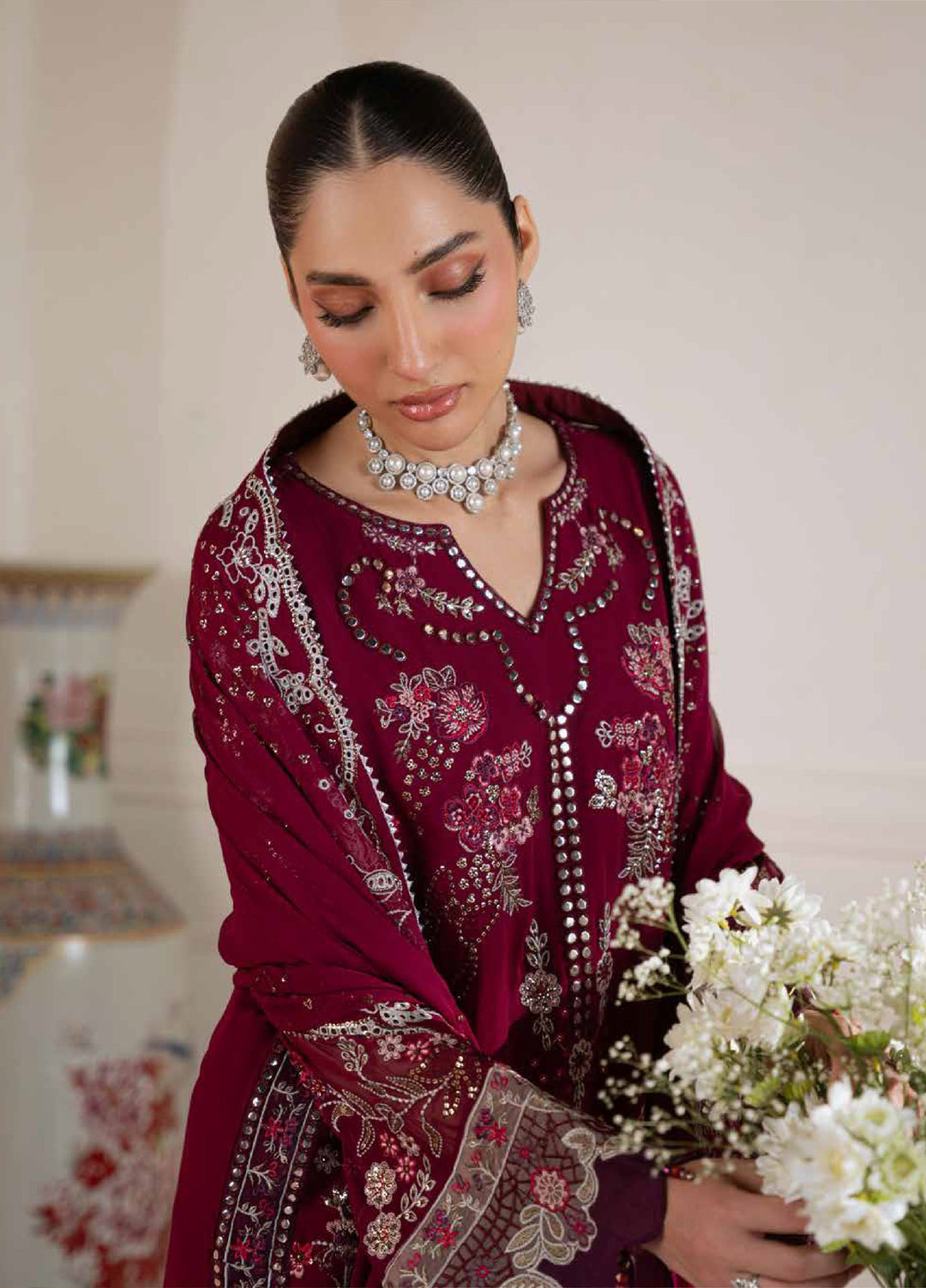 Amaya by Nureh Unstitched Embroidered Chiffon 4 Piece Suit NU26UCA AM-40 - Festive Collection