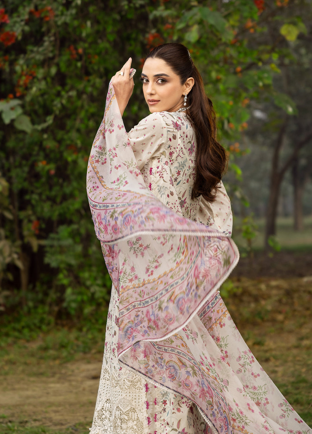 Elaf Premium Chikankari Unstitched Printed Lawn 3 Piece Suit EL26UPC ERC 5A MEHR - Summer Collection