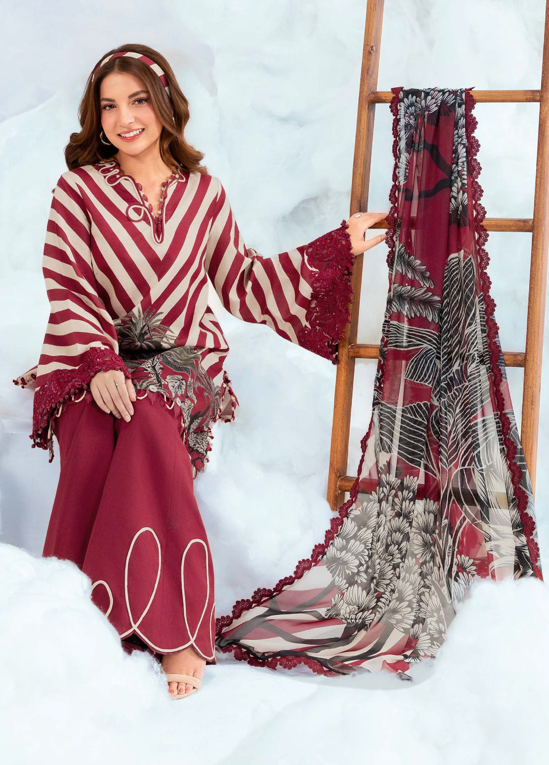 M Basics by Maria B Unstitched Embroidered Lawn 3 Piece Suit MB26SSEL MB-CUSV14-08B - Eid Collection