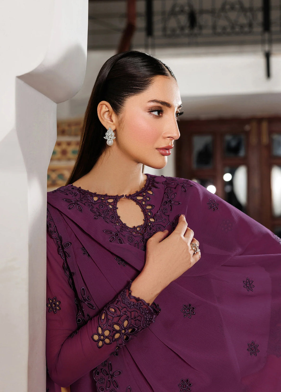 Nourah by Zarif Unstitched Embroidered Chiffon 3 Piece Suit ZR26UCN Nourah ZF/ZQH/WADHAI 08 - Festive Collection
