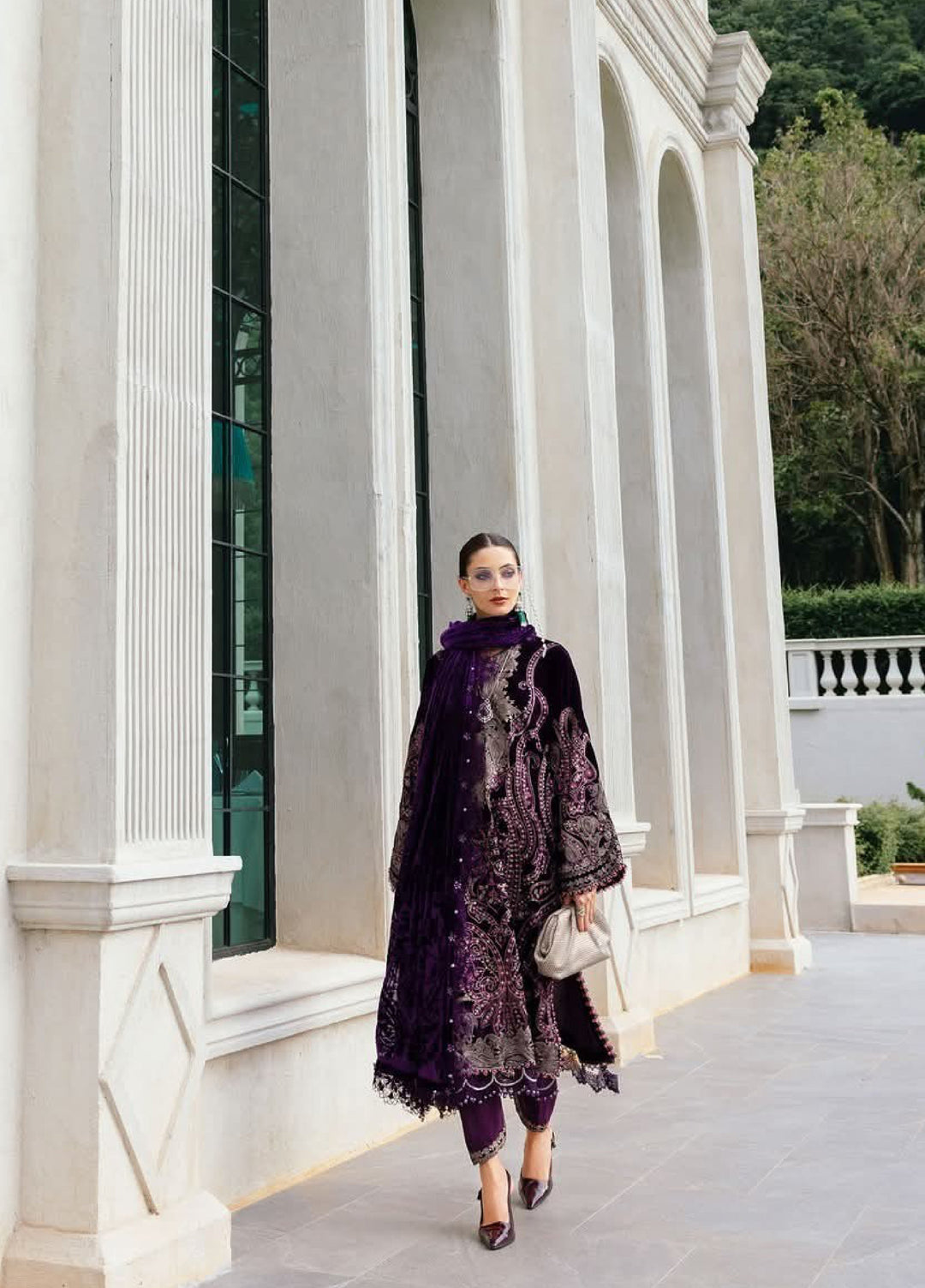 Luxe by Maria B Unstitched Embroidered Velvet 3 Piece MB25LW D11 - Winter Collection