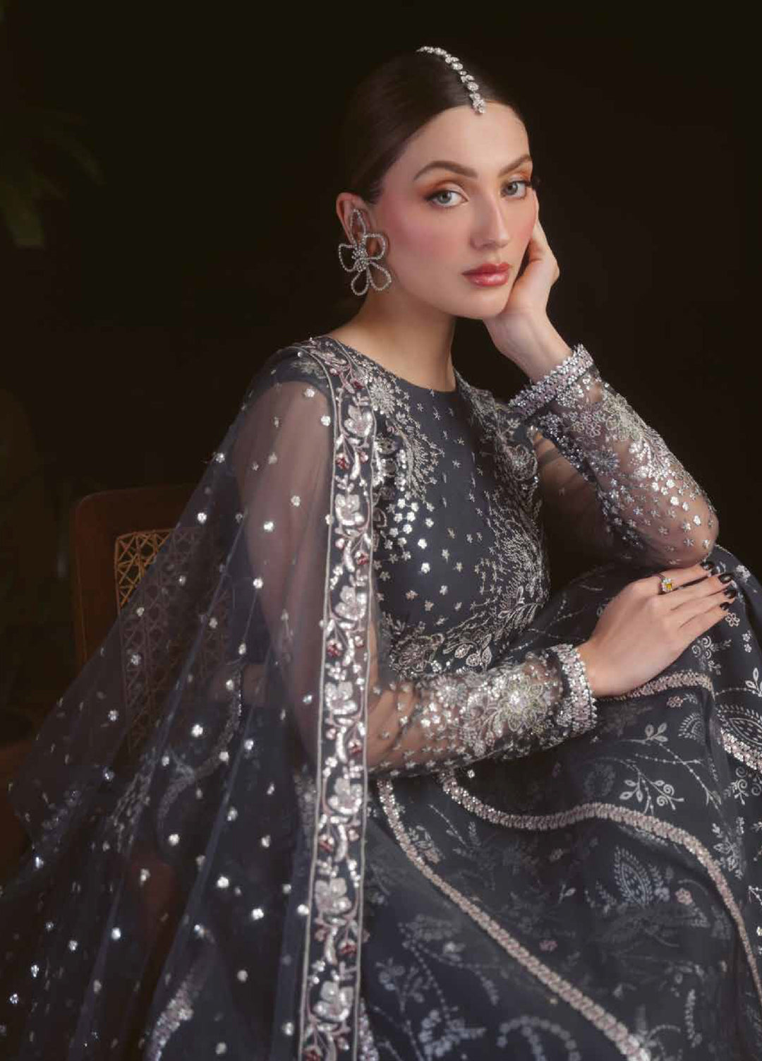 Elaya by Nureh Unstitched Embroidered Net 4 Piece Suit NU26UEF NEL-90 - Festive Collection