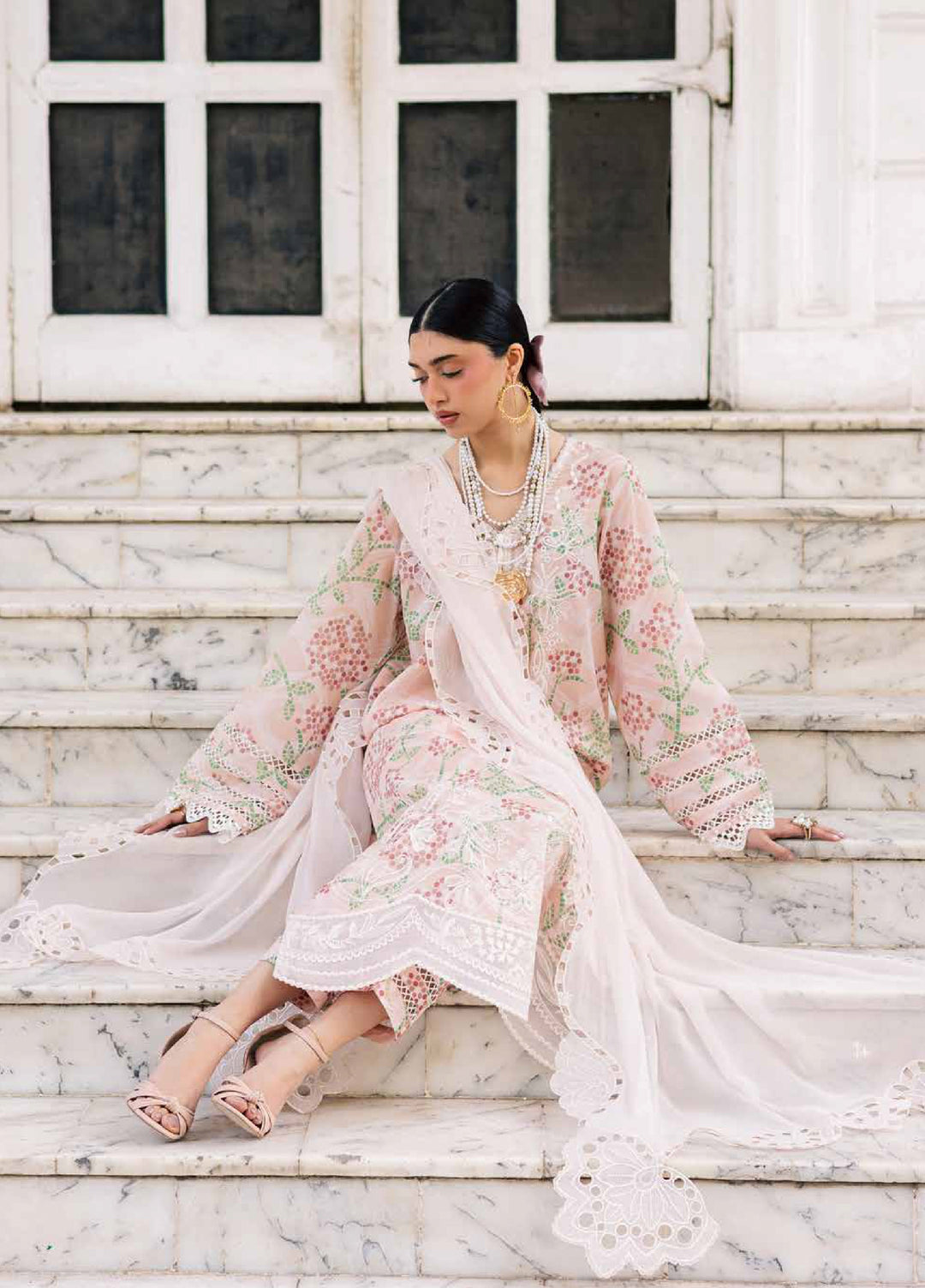 Maya by Nureh Unstitched Embroidered Luxury Lawn 3 Piece Suit NU26ULM NS-169 - Summer Collection