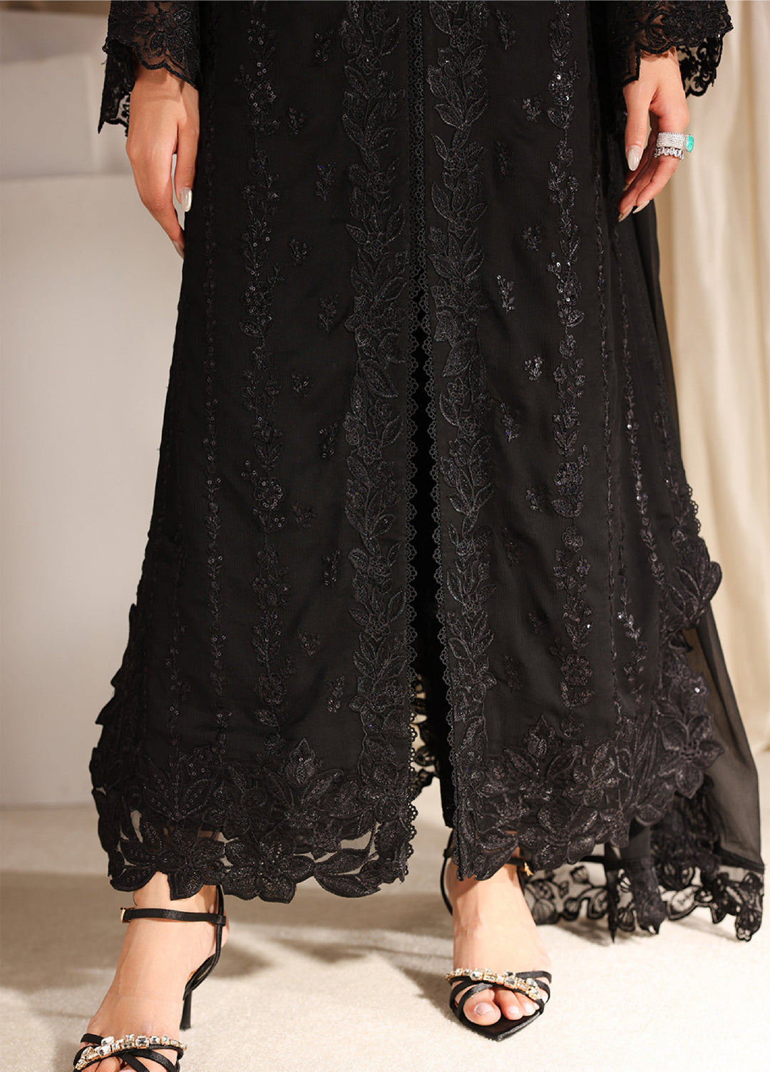 Azure Unstitched Embroidered Chiffon 3 Piece Suit AZ26ULC Black Pearl - Festive Collection
