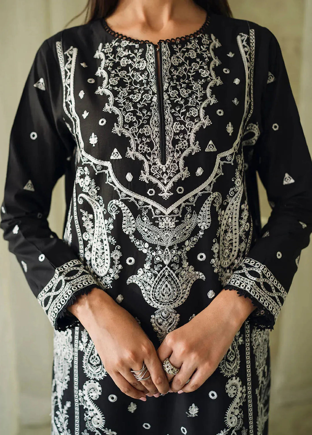 Neeshay Monochrome Embroidered Lawn Suit Unstitched 3 Piece NSH24M Elysian - Summer Collection