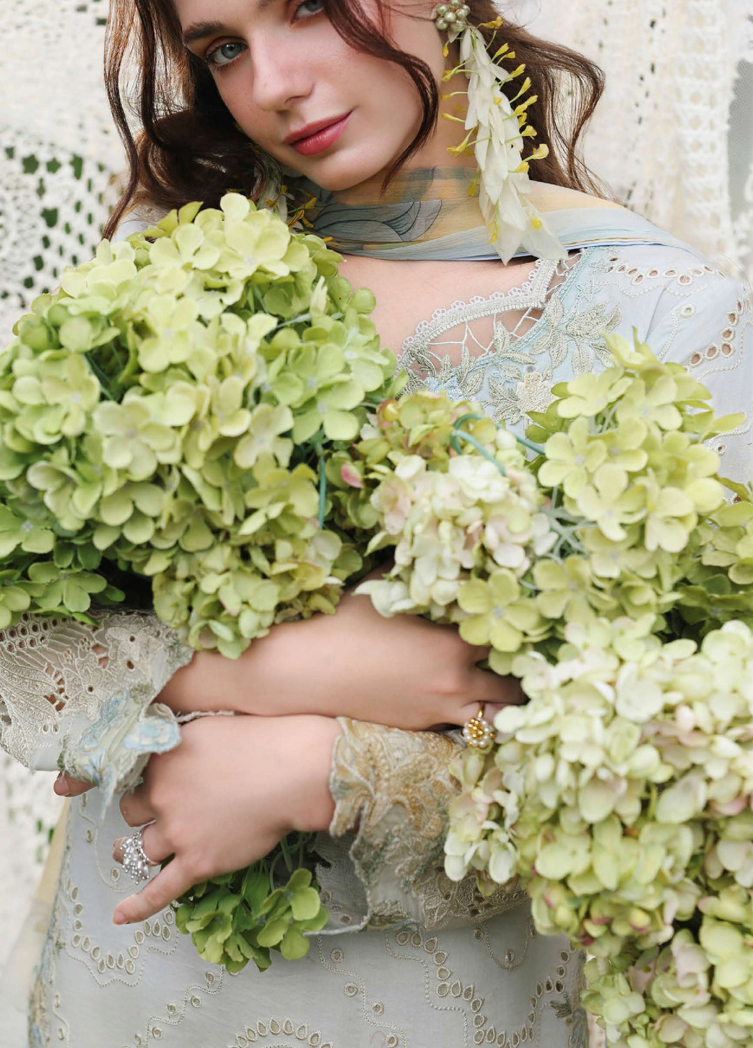 The Secret Garden by Mushq Unstitched Embroidered Lawn 3 Piece Suit MU26USG Ivory Botanica HUNSS260411 - Festive Collection