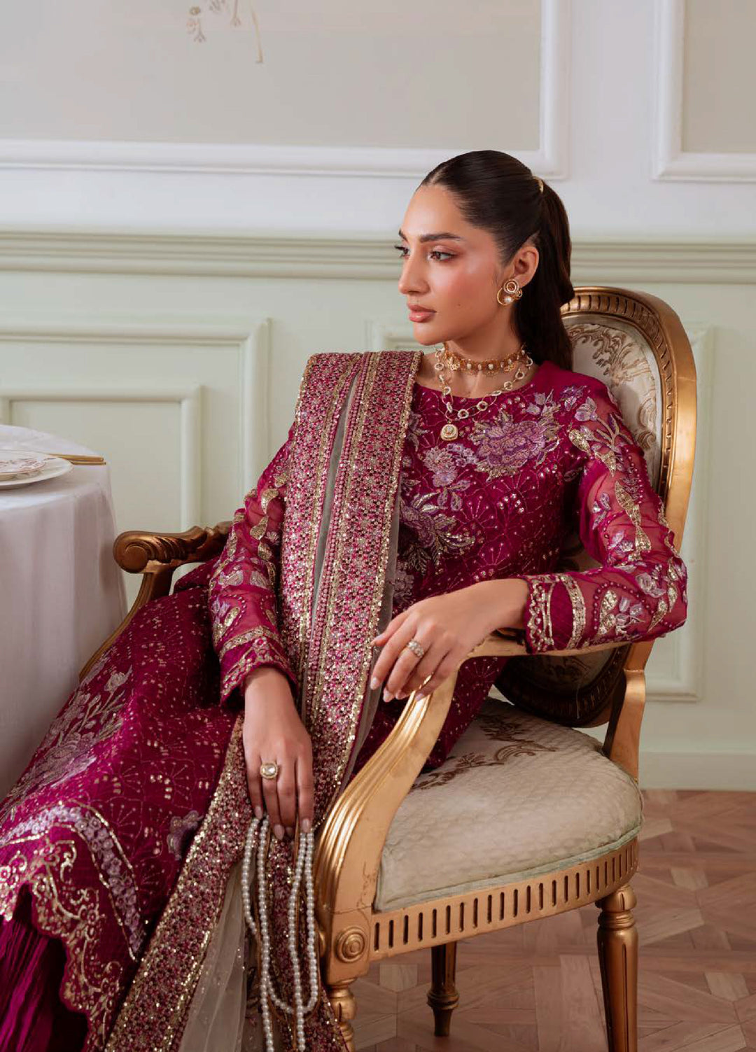 Elanora by Nureh Embroidered Unstitched Luxury Chiffon 3 Piece Suits NU25EC NEL-78 - Festive Collection