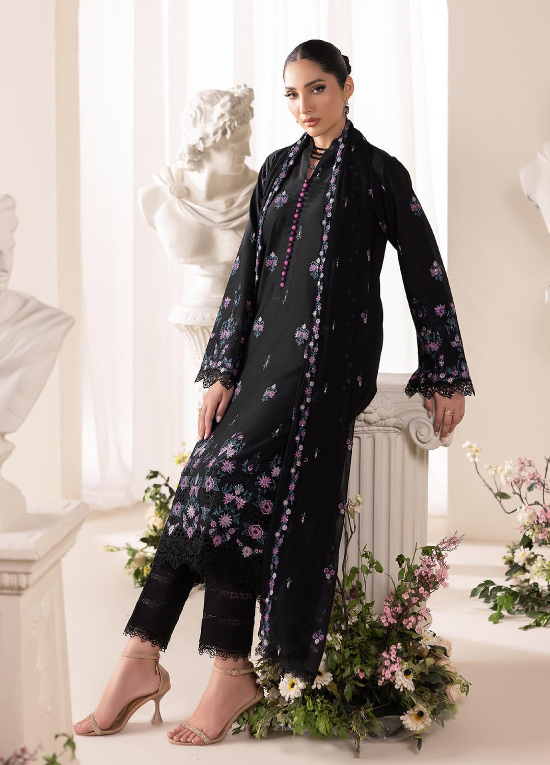 RajBari Exclusive Unstitched Embroidered Lawn 3 Piece Suit RB26UE D-1 - Summer Collection
