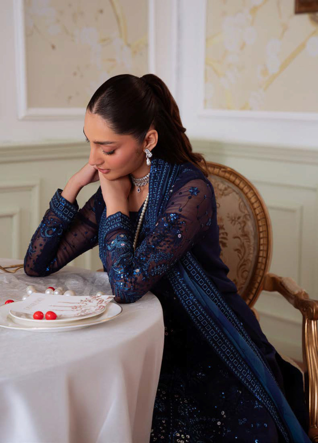 Elanora by Nureh Embroidered Unstitched Luxury Chiffon 3 Piece Suits NU25EC NEL-79 - Festive Collection