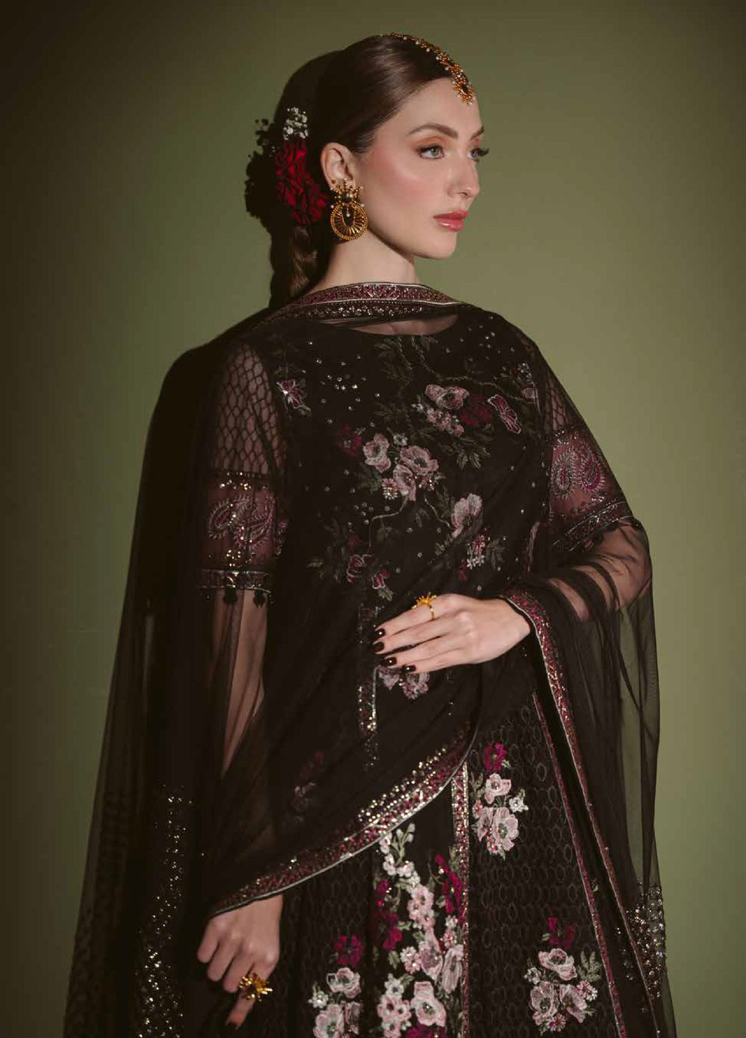 Elaya by Nureh Unstitched Embroidered Net 4 Piece Suit NU26UEF NEL-95 - Festive Collection