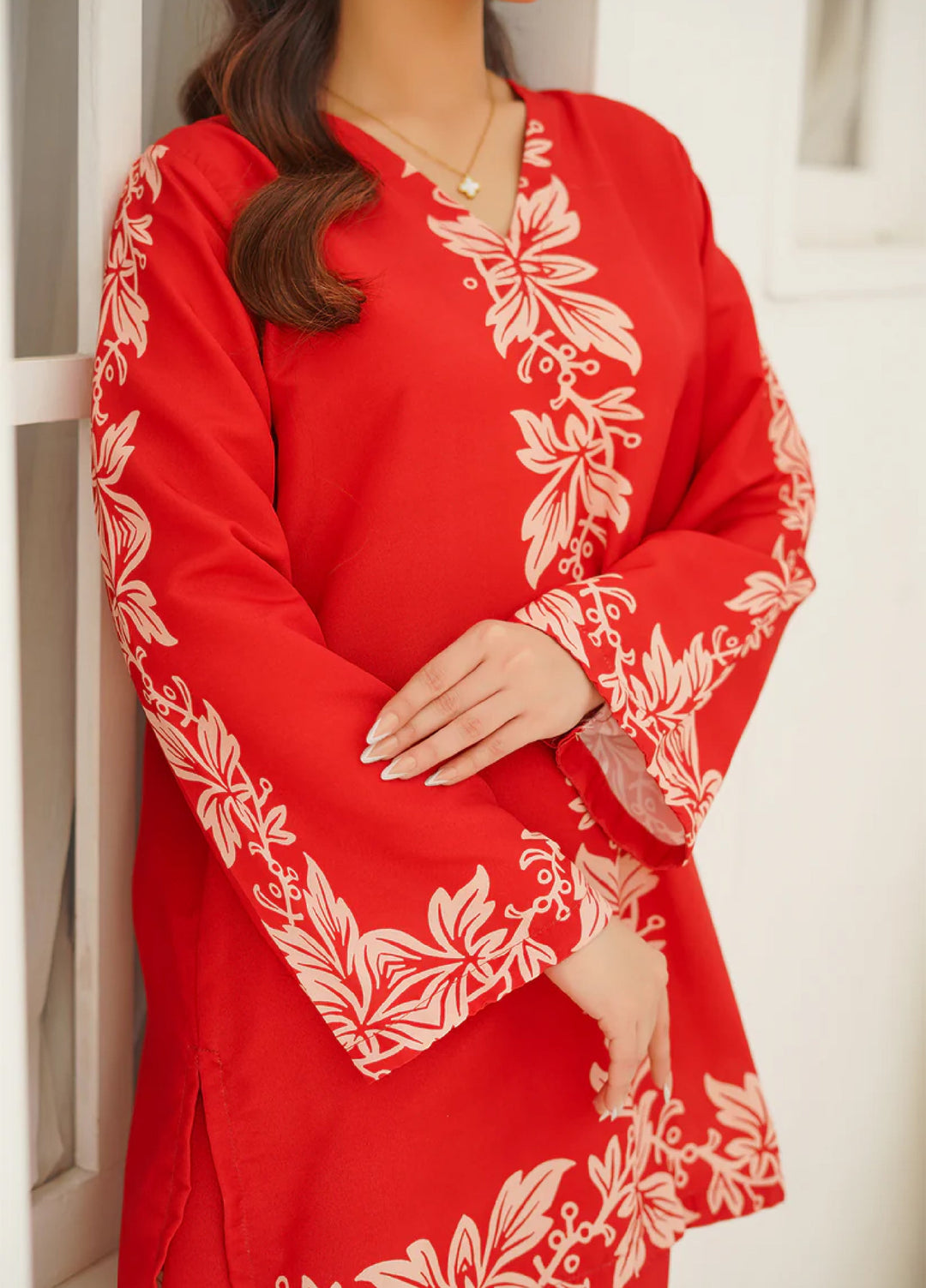 Nairah Women Pret Printed Arabic Lawn Suit NAH26PN Red Coral - Spring Collection