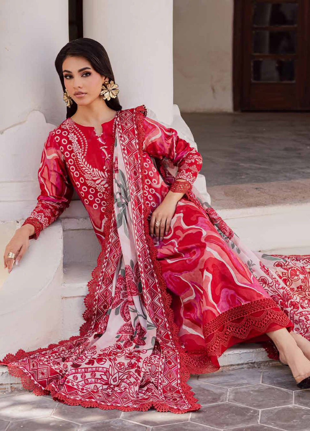 Rania by Nureh Unstitched Printed Lawn 3 Piece Suit NU26ULR NR-06 - Casual Collection