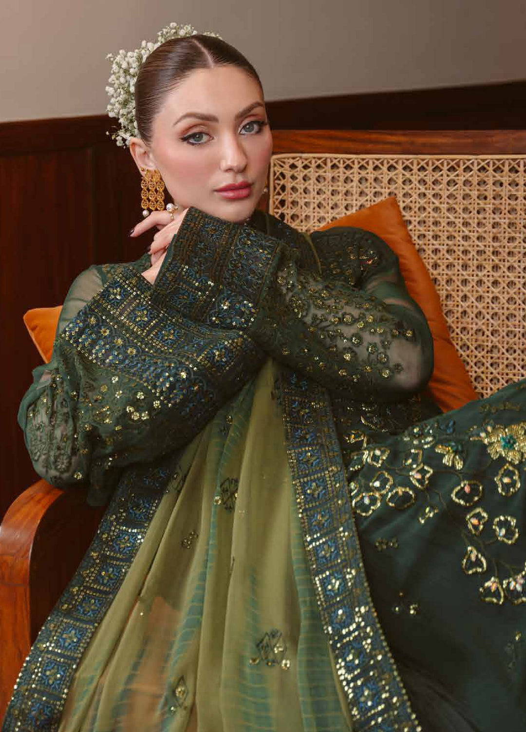 Elaya by Nureh Unstitched Embroidered Chiffon 4 Piece Suit NU26UEF NEL-93 - Festive Collection
