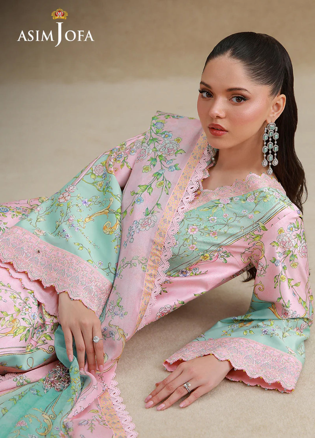 Asim Jofa Unstitched Printed Silk 3 Piece Suit AJ26UPS AJULSC-03 - Casual Collection