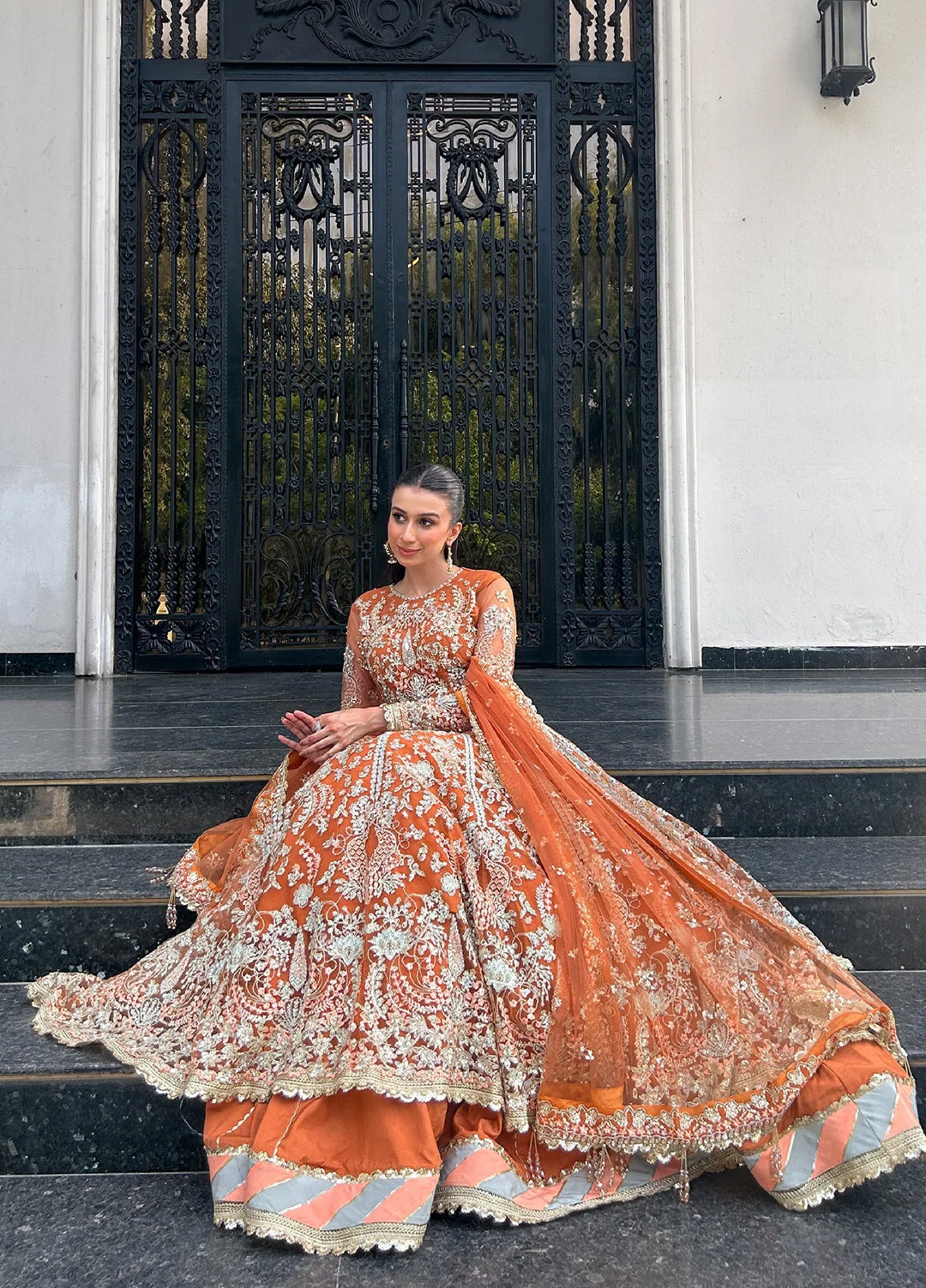 Ember by Aylin Unstitched Net Embroidered Suits 3 Piece AYL25EF D2-Saffron - Festive Collection