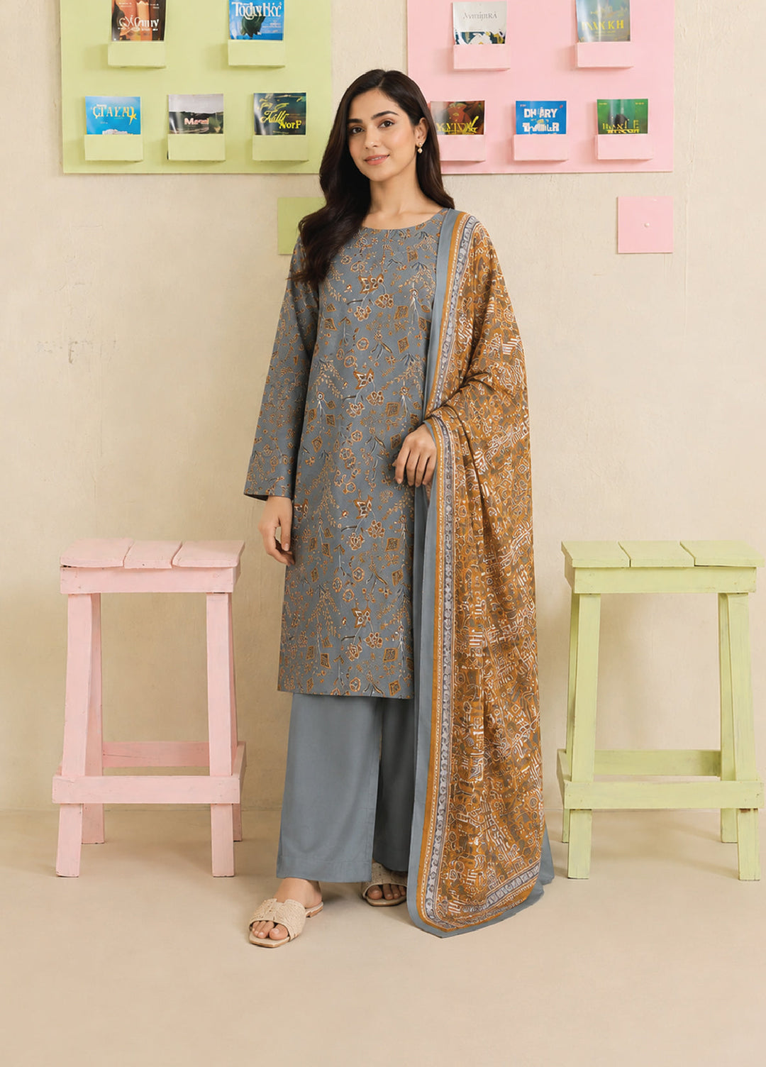 Bin Saeed Unstitched Printed Lawn Cotton 3 Piece Suit BS26UCL D-7 - Casual Collection