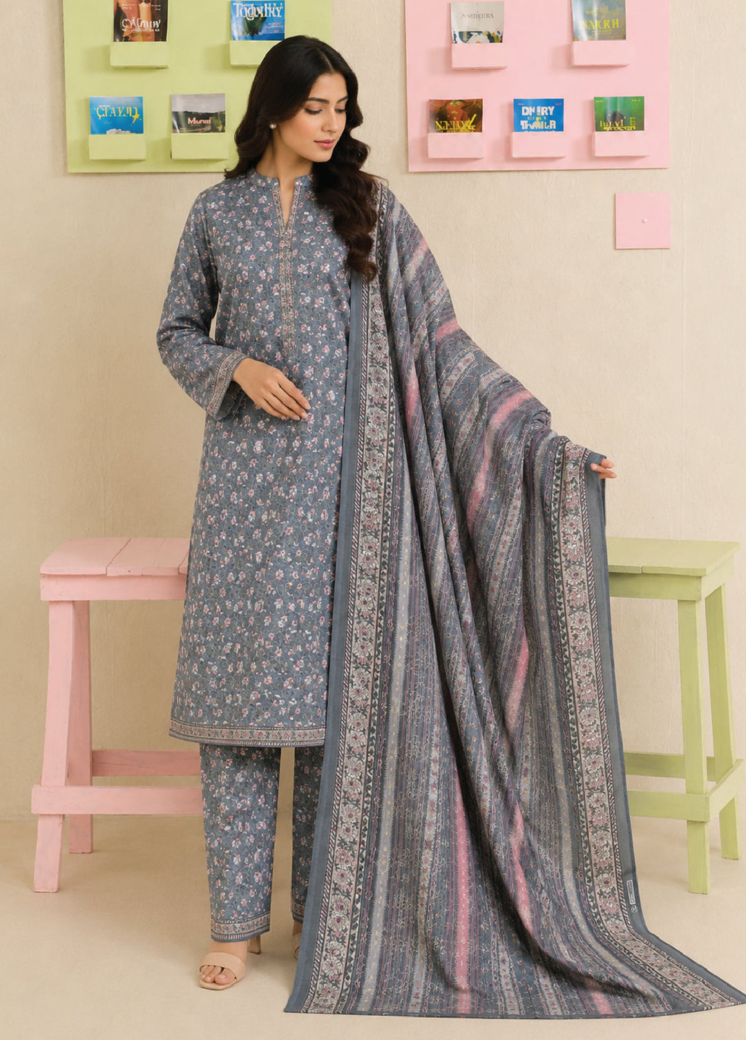 Bin Saeed Unstitched Printed Lawn Cotton 3 Piece Suit BS26UCL D-8 - Casual Collection