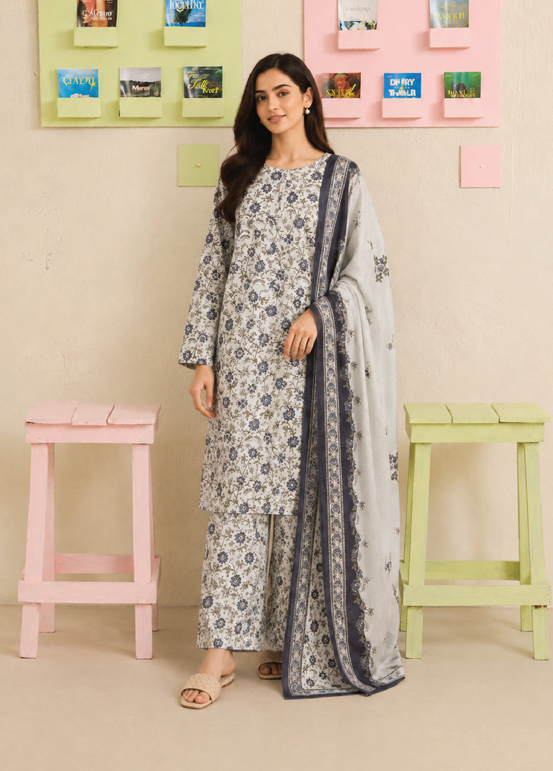 Bin Saeed Unstitched Printed Lawn Cotton 3 Piece Suit BS26UCL D-10 - Casual Collection