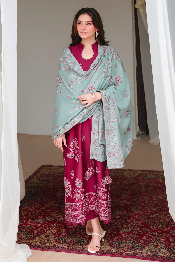 Cross Stitch Unstitched Embroidered Cotton Satin 3 Piece Suit CS26UCS Vermillion Wood - Casual Collection