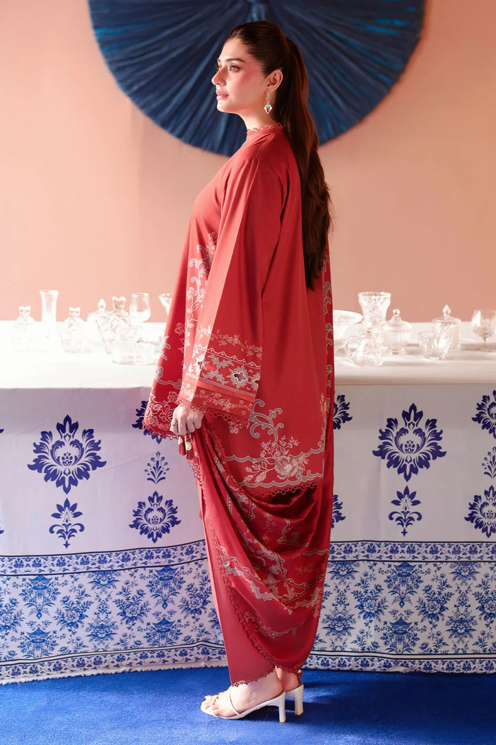 Cross Stitch Unstitched Embroidered Cotton Satin 3 Piece Suit CS26UCS Russet Ember - Winter Collection