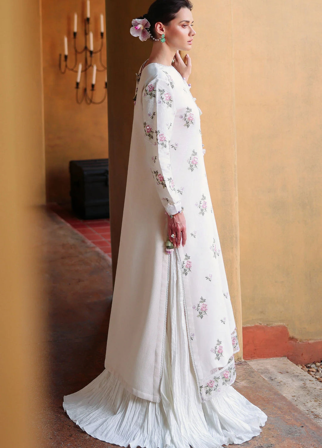 Cross Stitch Unstitched Embroidered Lawn 3 Piece Suit CS26ULE Garden Ivory - Eid Collection