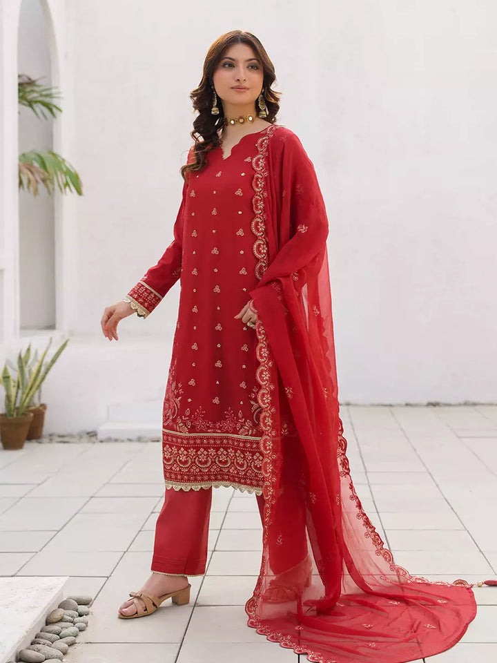 Salitex Unstitched Embroidered Chiffon 3 Piece Suit SUNW7CH109 - Festive Collection