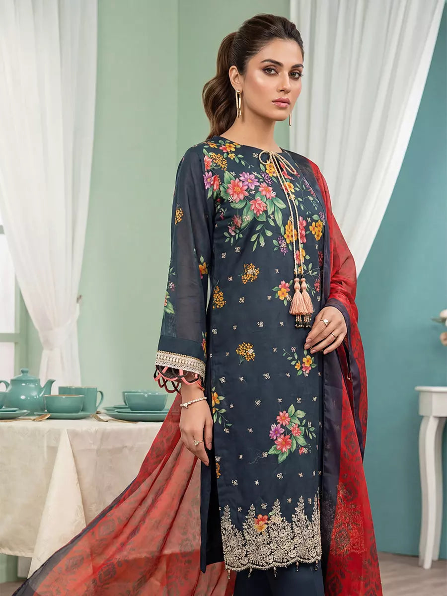 Salitex Women Unstitched Embroidered Lawn 3 Piece Suit SUNS8FS223 - Casual Collection