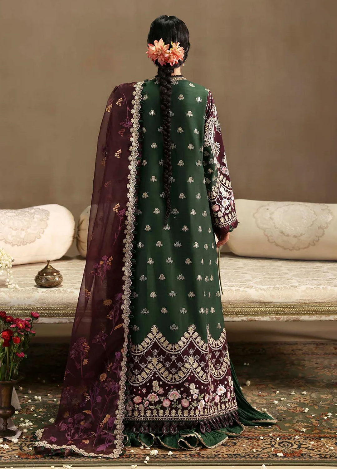 Sable Vogue Embroidered Raw Silk Suits Unstitched 3 Piece SV25UF FC-01-25 - Festive Collection