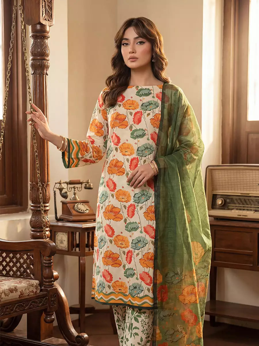Salitex Unstitched Printed Lawn Silk 3 Piece Suit SUNS7ASI379 - Casual Collection