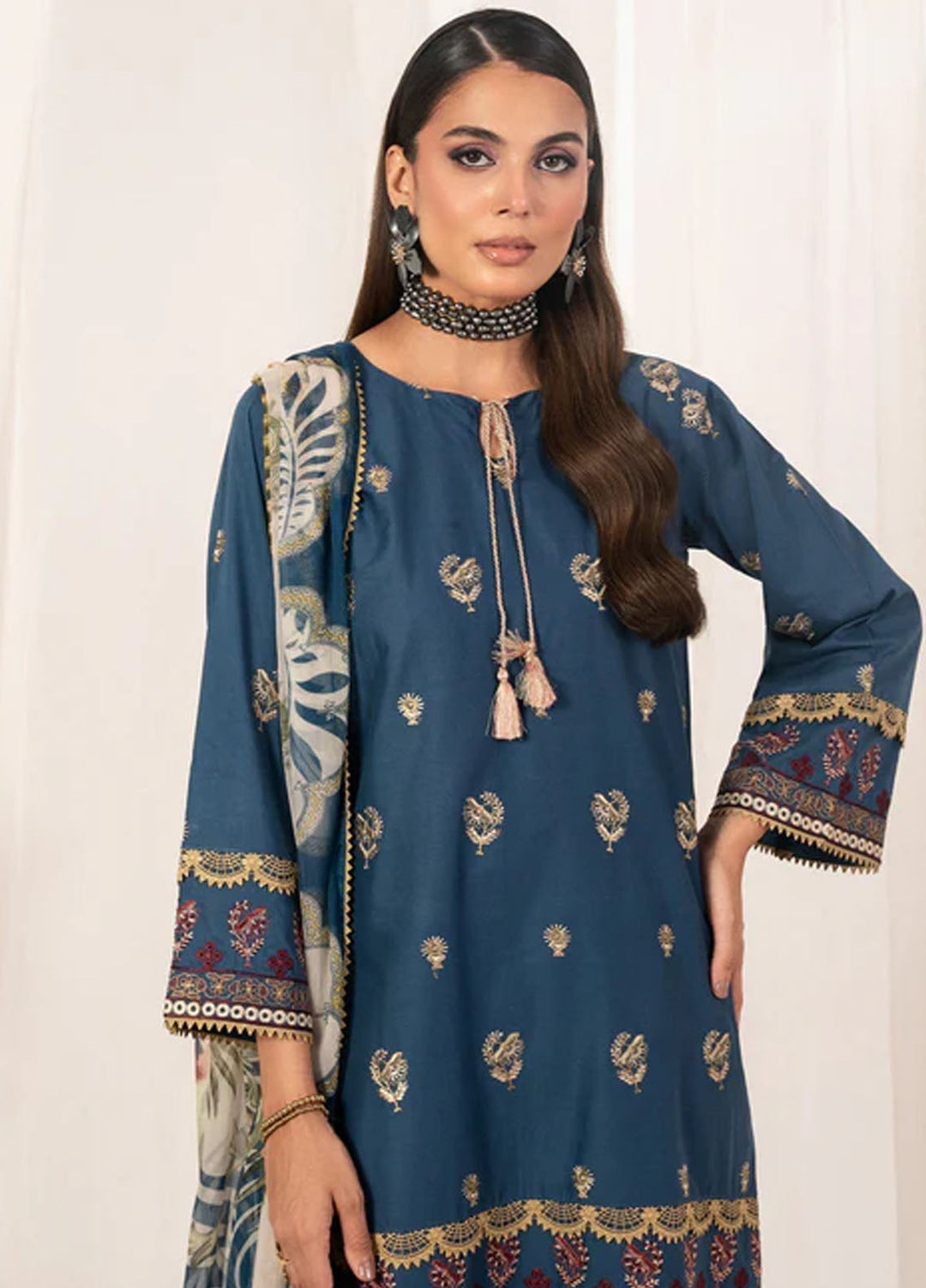 Autumn Echo by Meerak Pret Embroidered Cambric 3 Piece Suit Nureh