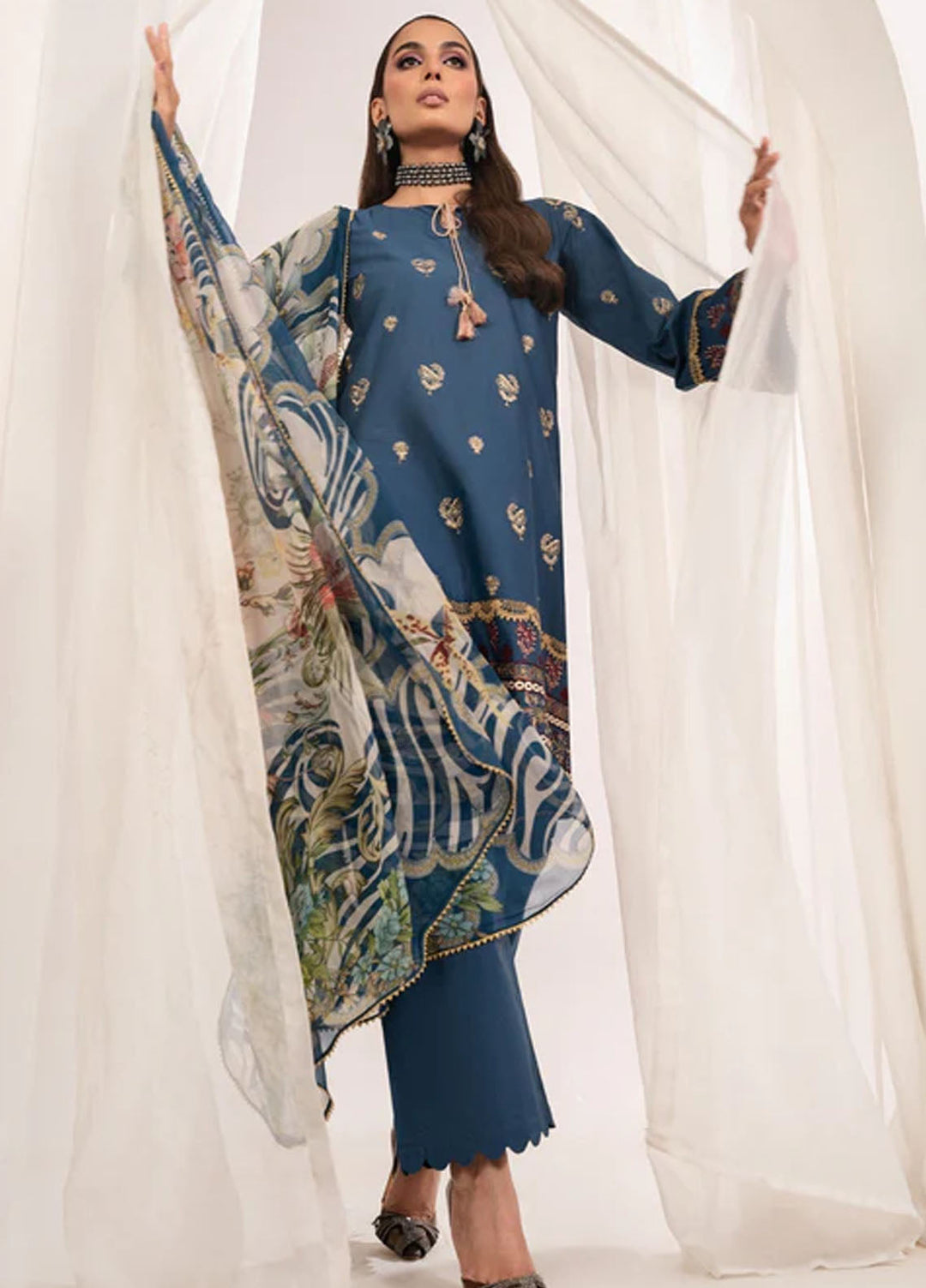 Autumn Echo by Meerak Pret Embroidered Cambric 3 Piece Suit Nureh