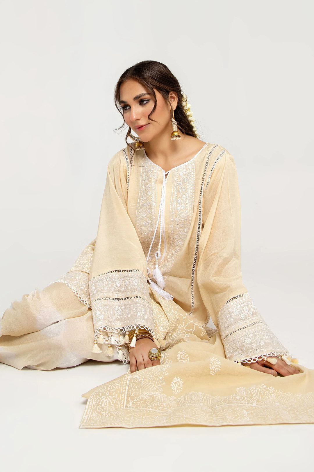 Arif Ashraf Pret Embroidered Viscose Blend 3 Piece Suit Kehwai