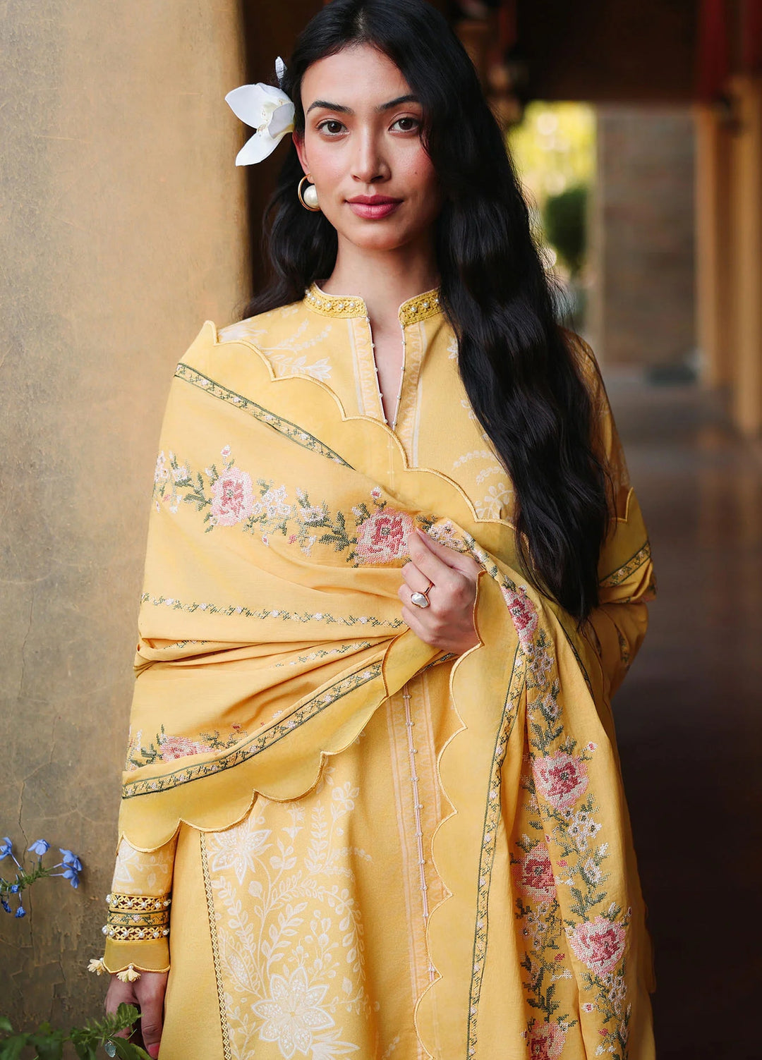 Cross Stitch Unstitched Embroidered Lawn 3 Piece Suit CS26ULE Petal Drapes - Eid Collection