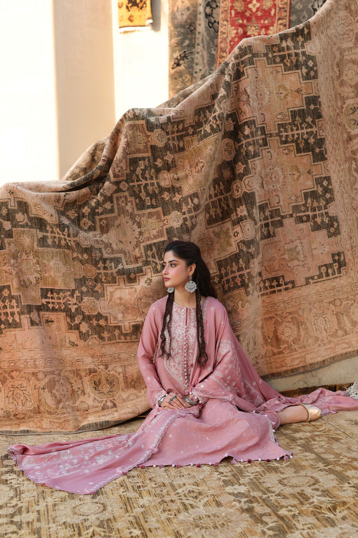 Cross Stitch Unstitched Embroidered Linen 3 Piece Suit CS26UW Rose Melody - Winter Collection