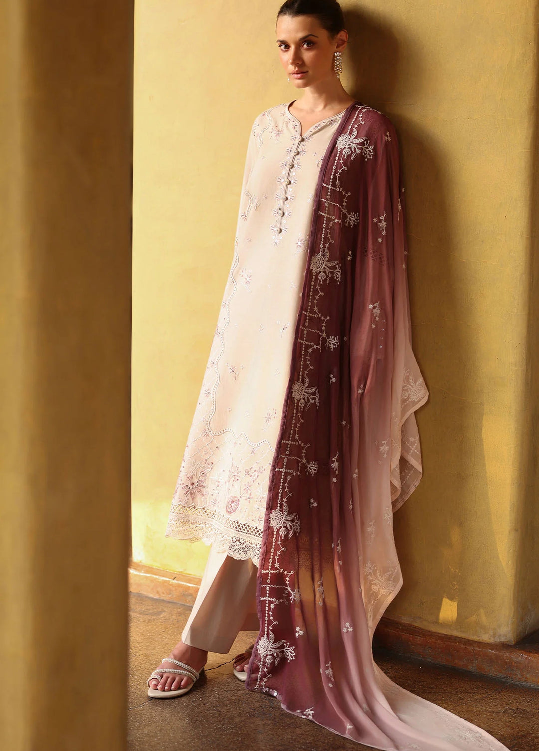 Cross Stitch Unstitched Embroidered Lawn 3 Piece Suit CS26ULE Sand Dune - Eid Collection