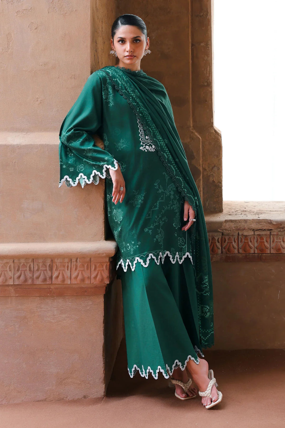 Cross Stitch Unstitched Embroidered Cotton Satin 3 Piece Suit CS26UCS Garnet Grace - Winter Collection