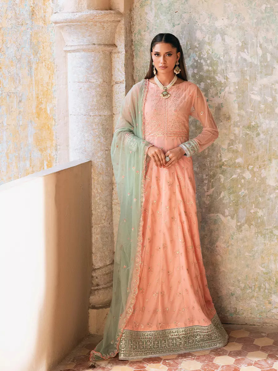 Salitex Unstitched Embroidered Poly Net 3 Piece Suit SUNW7JI120UT - Eid Collection