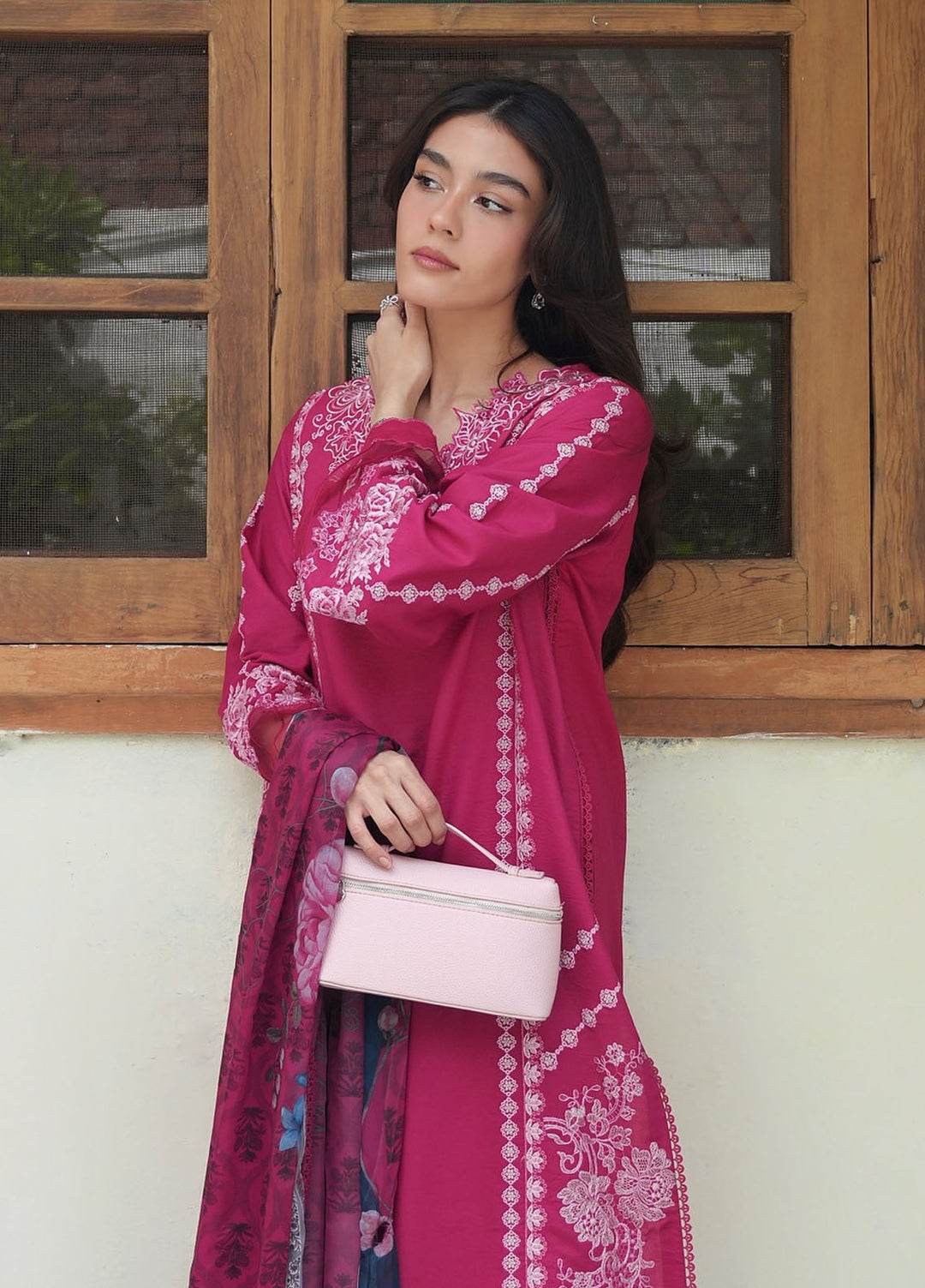 Eden by Asifa Nabeel Embroidered Cambric Suits Unstitched 3 Piece AN25ED ECC-06 Pink Reverie - Winter Collection