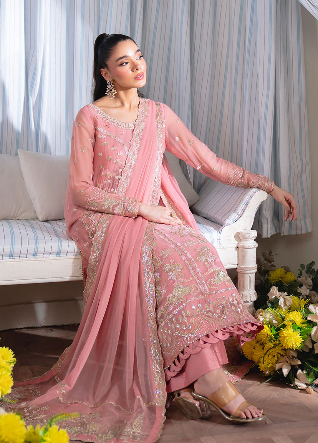 Dastaan by Neeshay Embroidered Chiffon Suits Unstitched 3 Piece NSH25DU Gulrukh - Formals Collection