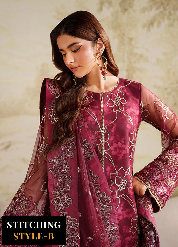 Zarif Embroidered Net Suits Unstitched 3 Piece ZR25UF ZRF-ZPE-07 Falek - Formals Collection
